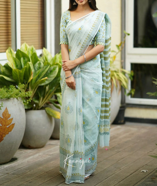 Kota Doriya with Digital Print Work and Running Designing Blouse -DF -215 Sakshi