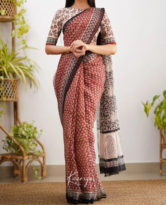 Kota Doriya with Digital Print Work and Running Designing Blouse -DF -215 Sakshi